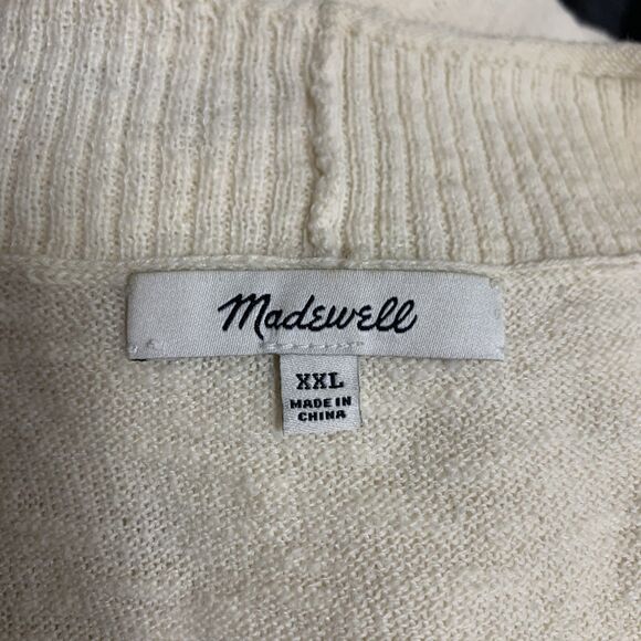 Madewell Sweater Womens 2XL Open Front Cardigan Cream Cotton Blend - Picture 6 of 7